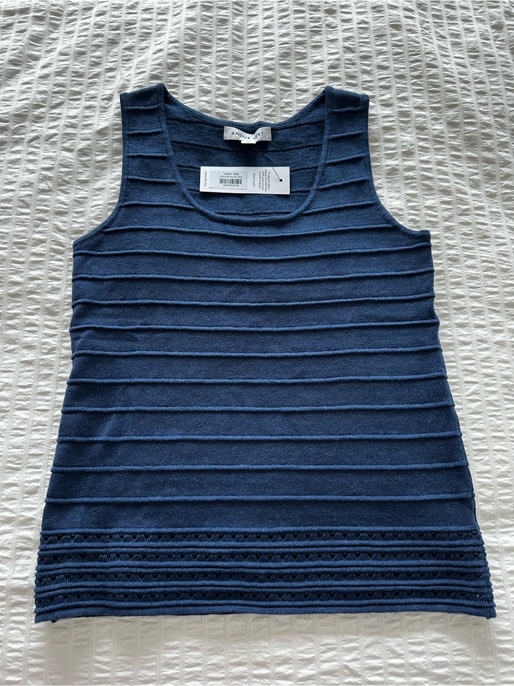 Amour Vert Knit Yvonne Tank, Navy, Women's Medium
